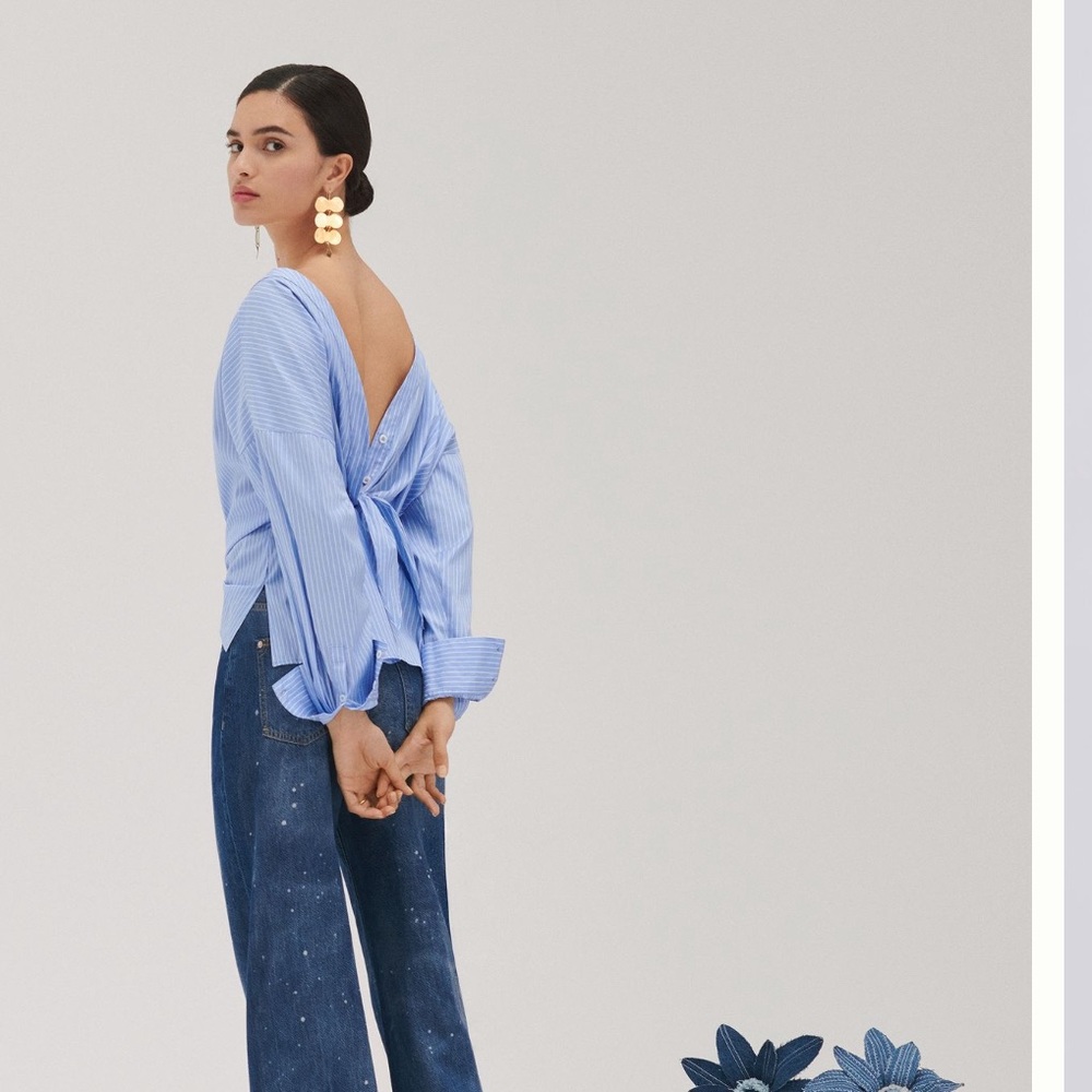 Anthropologie X Harshman Blue Striped Blouse